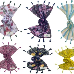 Printed Cotton Blend Women Multicolor Fancy Scarf, Scarf, Stole-image-13