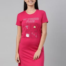 TWIN BIRDS Typography Printed Pure Cotton Everyday T-Shirt Nightdress-picture-51