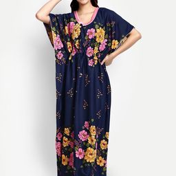 AVYAY Printed Satin Kaftan Maxi Nightdress-image-63