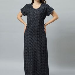 QUIRA Floral Printed Embroidered Detail Maxi Nightdress-image-55