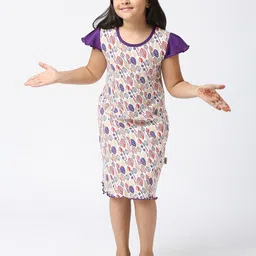 SINI MINI Girls Floral Printed Pure Cotton Nightdress-picture-3