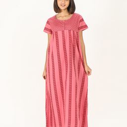 evolove Pink Printed Maxi Nightdress-image-99