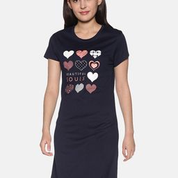TWIN BIRDS Typography Printed Pure Cotton Everyday T-Shirt Nightdress-picture-35