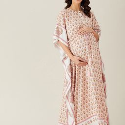 The Kaftan Company Pink Printed Maxi Nightdress-image-49