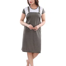 Fabme Striped Maternity Midi Nightdress-image-13
