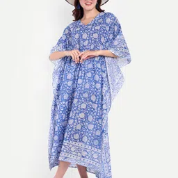 Bohekant Printed Pure Cotton Kaftan Nightdress-image-7