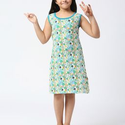 SINI MINI Girls Floral Printed Pure Cotton Nightdress-image-48