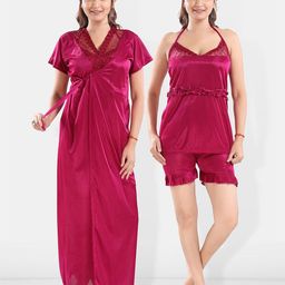 Be You Shoulder Straps Satin Top With Shorts &Robe-image-13