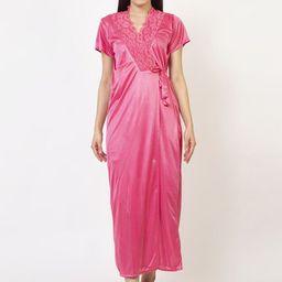 AVYAY Pack Of 2 Satin Nightdress With Robe-image-78