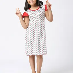 SINI MINI Girls Conversational Printed Pure Cotton Nightdress-picture-16
