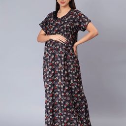 NIGHTSPREE Floral Printed Maxi Nightdress-image-32