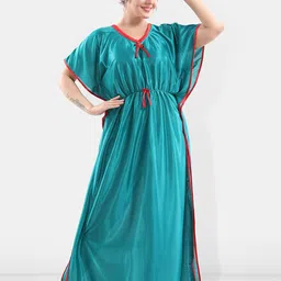 Be You V-Neck Satin Maxi Kaftan Nightdress-image-51