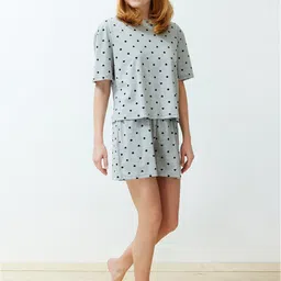 Trendyol Printed T-shirt & Shorts Pure Cotton Night suit-17