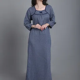 Shararat Checked Square Neck Maxi Nightdress-picture-36