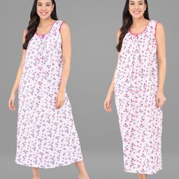 Shararat Pack Of 2 Women Pink Printed Maxi Nightdress-picture-9