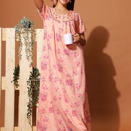 9shines Label Printed Maxi Nightdress-image-26