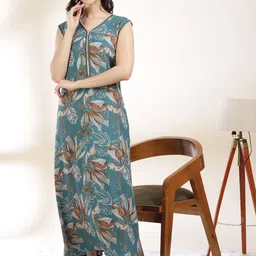 9shines Label Printed Maxi Nightdress-image-91