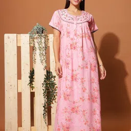 9shines Label Printed Maxi Nightdress-image-88
