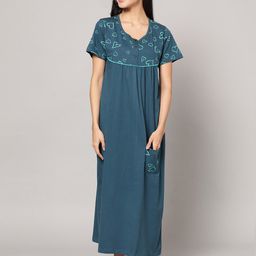 Kryptic Conversational Printed Pure Cotton Maxi Nightdress-picture-22