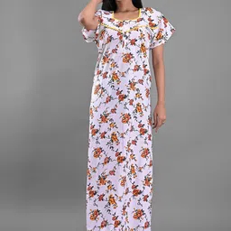 Apratim Women White Printed Maxi Nightdress-image-54