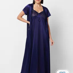 FashionRack Shoulder Straps Satin Maxi Nightdress With Robe-picture-20