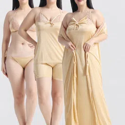 NIGHT KEYS Pack Of 6 Satin Maxi Sweat Nightdress-image-90