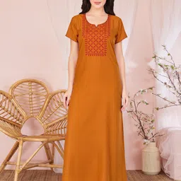 Sand Dune Embroidered V-Neck Maxi Nightdress-picture-33