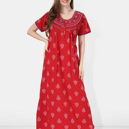 Be You Ethnic Printed Embroidered Maxi Nightdress-picture-16