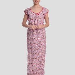CIERGE Women Pink Printed Maxi Nightdress-image-98