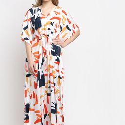 Claura White Printed Kaftan Maxi Nightdress-picture-4