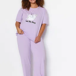 Trendyol Graphic Printed Round Neck Pure Cotton Night suits-image-90