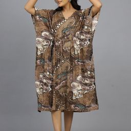 HANDICRAFT PALACE Ethnic Motifs Printed Pure Cotton Kaftan Nightdress-image-13