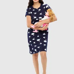 Zeyo Conversational Printed Pure Cotton Nightdress-image-45