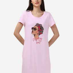 Soie Graphic Printed Knee Length Nightdress-image-88