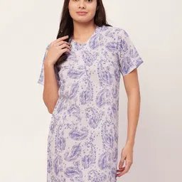 Moomaya Ethnic Motifs Printed Pure Cotton Nightdress-image-7
