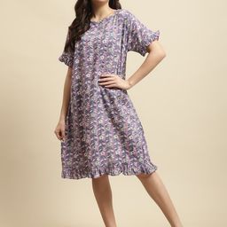 Secret Wish Printed Pure Cotton T-Shirt Nightdress-image-49