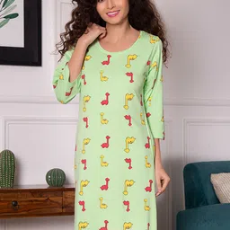 Clovia Printed Pure Cotton Nightdress-image-84