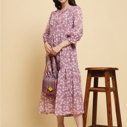 SWAGG INDIA Floral Printed Georgette A-Line Midi Dress-picture-28