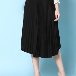 Women Printed Pleated Black Skirt-image-60