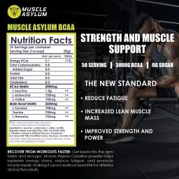 muscle asylum BCAA - with BRAIN BOOSTERS -100% Micronized Vegan, Recovery, Memory, Focus BCAA BCAA image 3