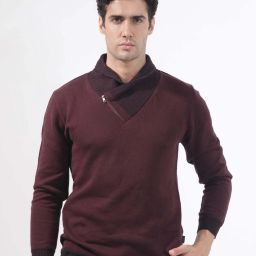 Men Solid High Neck Brown Sweater-image-76
