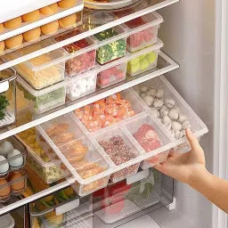 dew mat Multipurpose Plastic Storage Box with 5 Dividers (Transparent), Rectangular Storage Box image 2