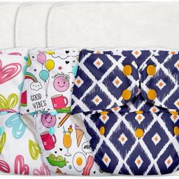 3 BASIC Reusable Cloth Diaper for babies 0-3Y with dry feel pad/insert-Assorted-22
