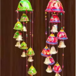 Rajasthani round Bells Design Wall Hanging GR-2002 Wood, Paper, Plastic Windchime-image-14