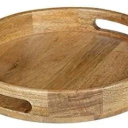 Wooden round mango wood tray Serving and Dining Table 12 Inch Tray-image-5