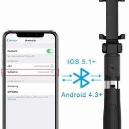Glatoxi Foldable Bluetooth selfie stick tripod with bluetooth remote Tripod, Monopod image 3