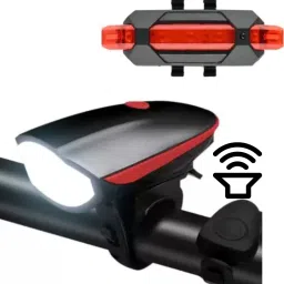 USB Rechargeable Cycle Horn LED Light with USB Rechargeable Cycle LED Taillight LED Front Rear Light Combo-image-3