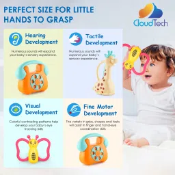 cloudtech Colorful Plastic Non Toxic, BPA Free, Set of 3 Rattles And Teethers for Babies Rattle image 5