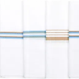 AkiN Mens Formal Cotton Pack of 12 Handkerchief in White with Colorful Stripes , Handkerchief ["White"] Handkerchief-image-22