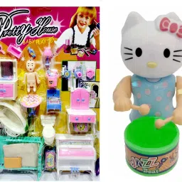 Baby Playset Doll Portable Sets with Small House 20 Access Drummer Gift Kids Toy-36